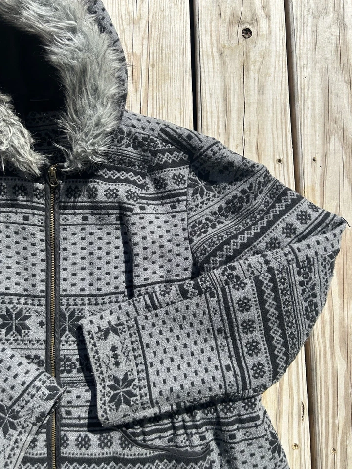 Torrid Gray Wool Faux Fur Trimmed Hood Coat Women’s 0 (Large)  Lined Pockets Y2K - Image 4 of 4