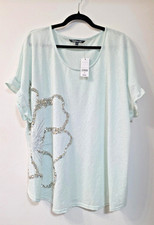 Womens Mint Green Sequin Top Size 28 Plus Size Short Sleeve Party Casual BNWT