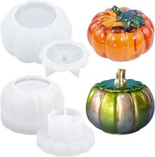 2 PCS Pumpkin Jar Molds Silicone Resin Mold with Lid Box Container White