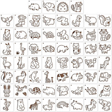 60 Pcs Cute Animals Painting Stencils,Waterproof Drawing Templates for DIY Canva