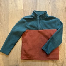 Cat Jack Fleece Sweater Pullover Size XS 4/5 Boys Unisex Orange Green Half Zip