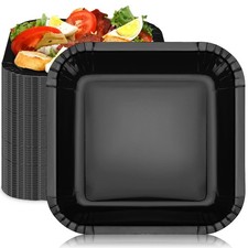 100 Pieces Paper Plates 9 Inch Square Disposable Plates Bulk Appetizer Desser...