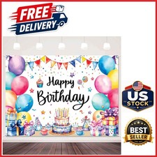 7x5ft Birthday Backdrop Colorful Design for Indoor Outdoor Celebrations
