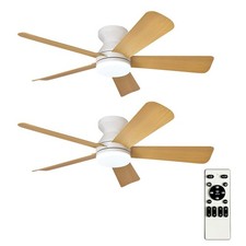 Depuley 42" Ceiling Fan with Lights Indoor/Outdoor Flush Mount, 5 Wood Blades