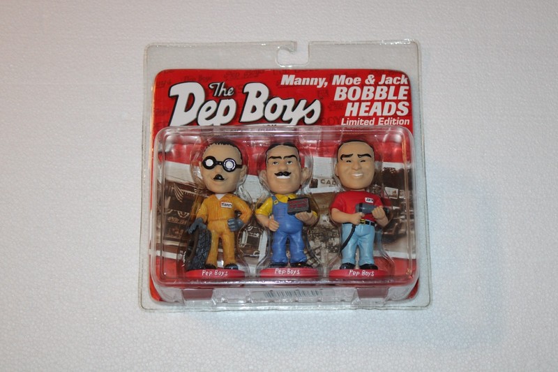 Pep Boys - Manny, Moe & Jack Bobbleheads - LIMITED EDITION! 2002 NEW IN BOX