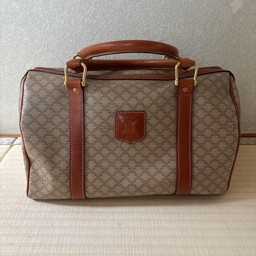 CELINE Macadam Boston Bag Leather PVC Women's Used From Japan