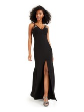 BCX Womens Empire Waist Full-Length Dress Rhinestone Slitted Sleeveless Formal