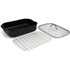 Blu. Cookware Roasting Pan with Lid and Roasting Rack, Non-Toxic, Non-Stick