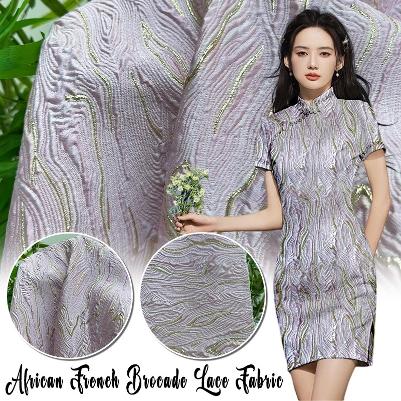 Африканская французская парча ткани жаккард текстура кружева ткани элегантное платье - Изображение 3 из 4