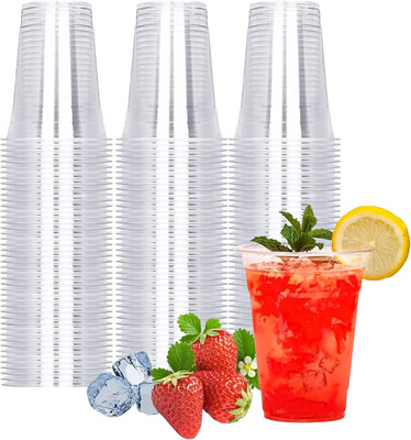 100 Count 16 Oz Clear Plastic Cups Disposable PET Party Cups Cold Drinks Sets