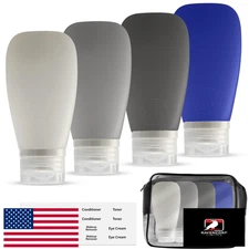 LYOB Travel Bottles for Toiletries, TSA Approved 3oz Leak Proof Silicone Refilla