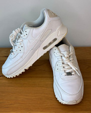 Nike Air Max 90 Leather Triple White CZ5594-100 Men’s Size 9 Pre-Owned