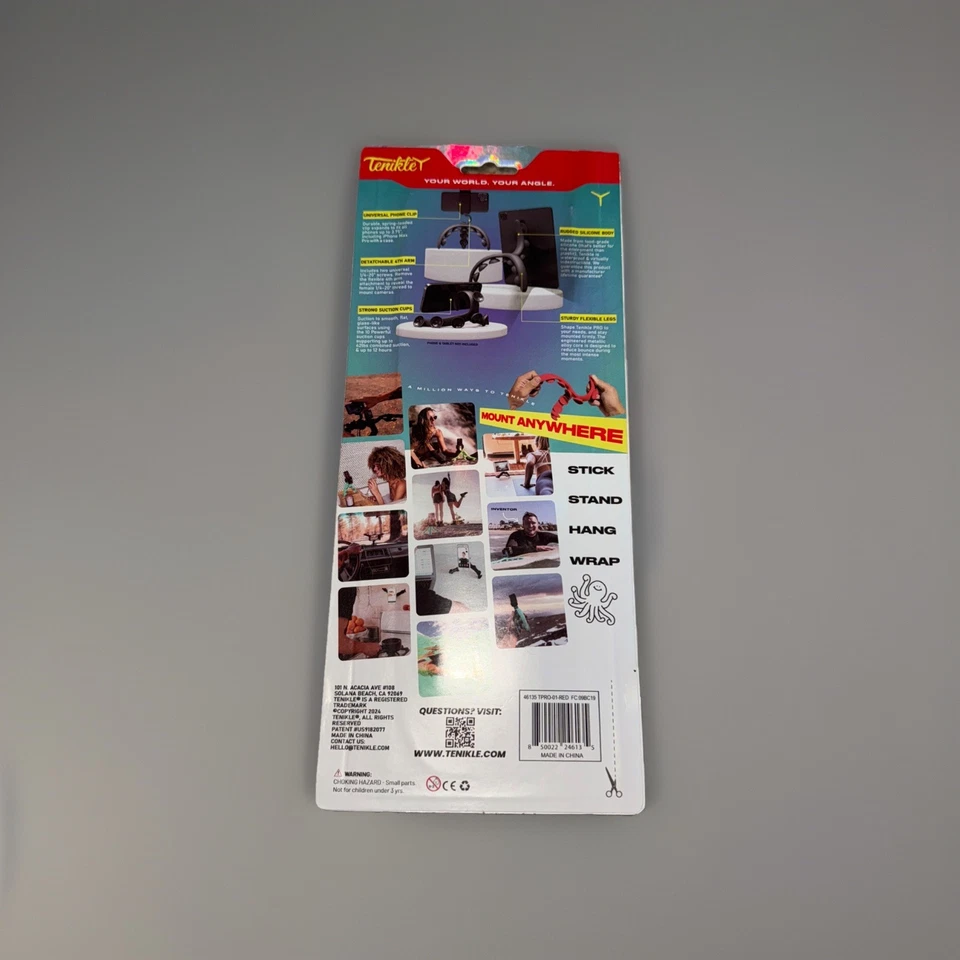 Tenikle Pro Tripod Bendable Flexible Suction Cup Phone and Camera Mount Red - Image 2 of 2