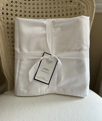 Williams Sonoma Home Chambers Sateen F/Q 600 Thread Count White Duvet Cover READ