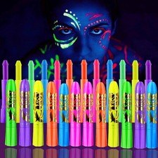 12 Pieces Glow Blacklight Face Body Paint Makeup, in The multicolored