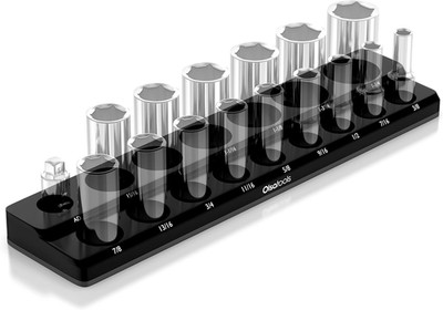 Magnetic Socket Organizer - 1/2-Inch Drive SAE Socket Holder with Strong Magnets