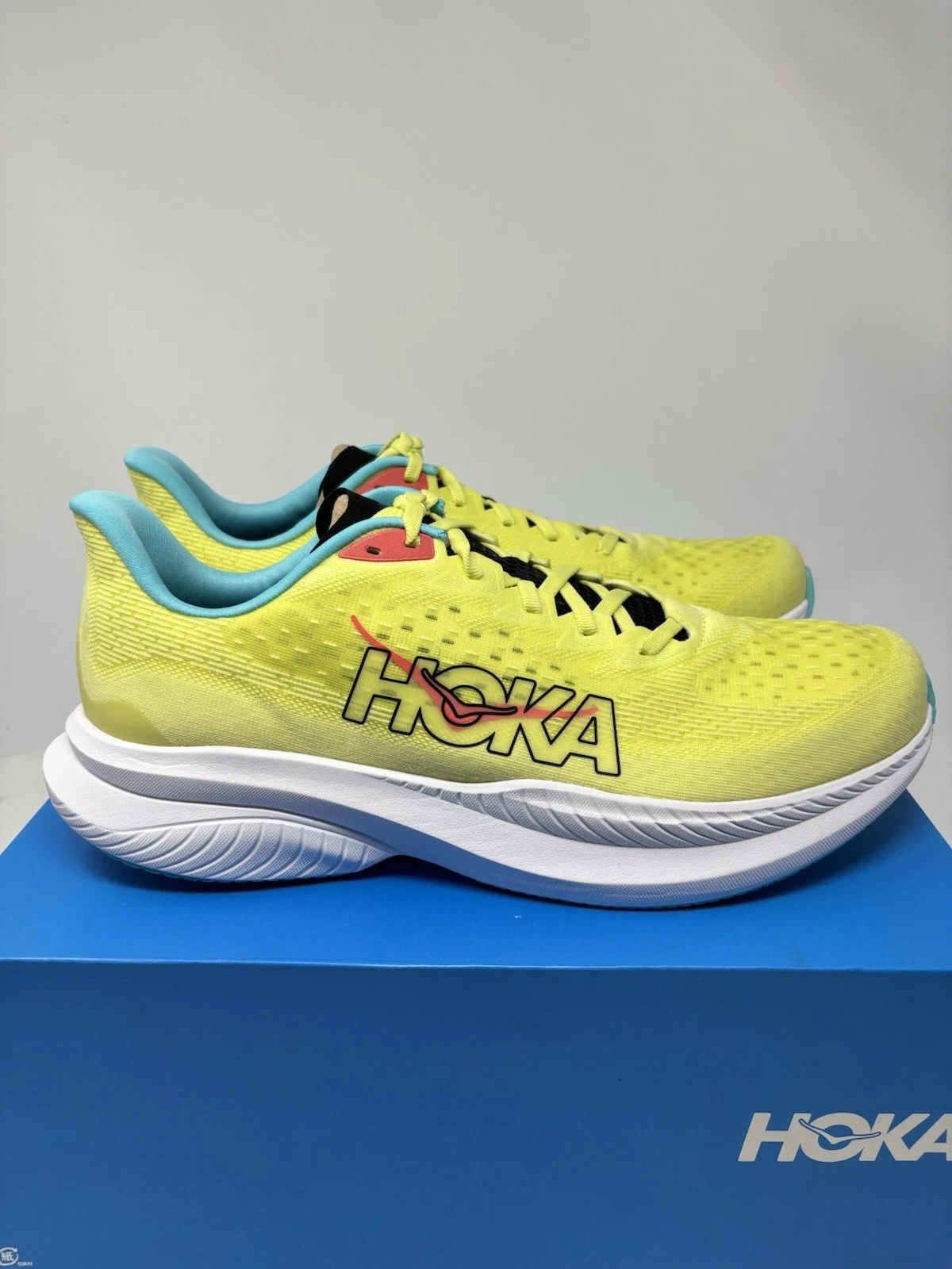 Hoka One One Mach 6 Yuzu Cielo Blue 1147790-YZC Yellow Running Shoe Men's Size