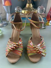 Size 40 Women  s Suede Bottom Salsa / Ballroom Dance Shoes - Green and Orange
