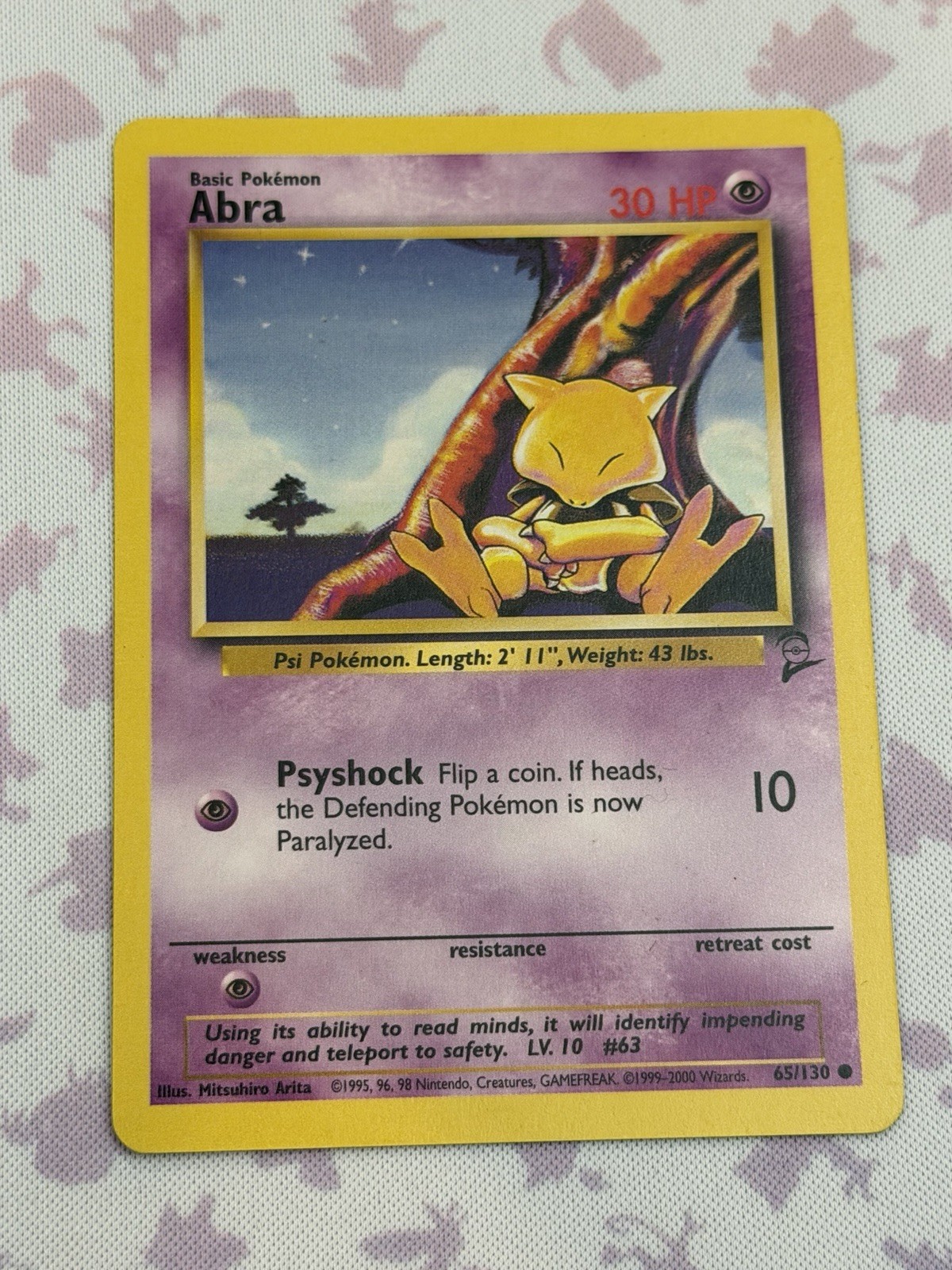 ABRA 65/130 - VINTAGE WOTC Pokemon Card - BASE SET 2 - NM/M