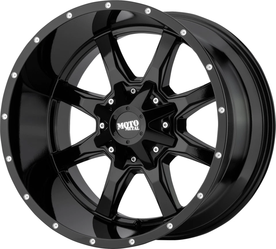 20" Moto Metal MO970 20x9 Gloss Black Milled Lip 6x135 6x5.5 Wheel 18mm Rim - Image 2 of 4