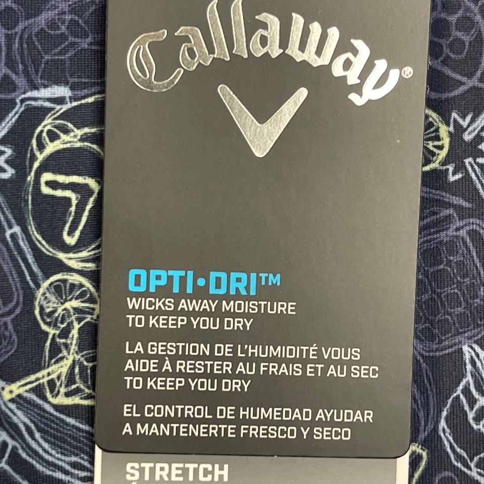 NEW Callaway Mens XL Golf Polo Shirt Peacoat Cocktails Opti-Dri Stretch Blue - Image 2 of 4