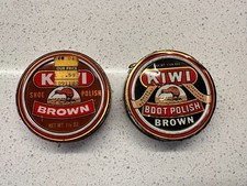 Vintage Kiwi Shoe Polish Brown and Boot Polish Brown 1960s 70s empty tins