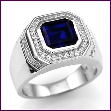 Blue Crystal CZ Stone Ring Luxury Silver Color Engagement Ring