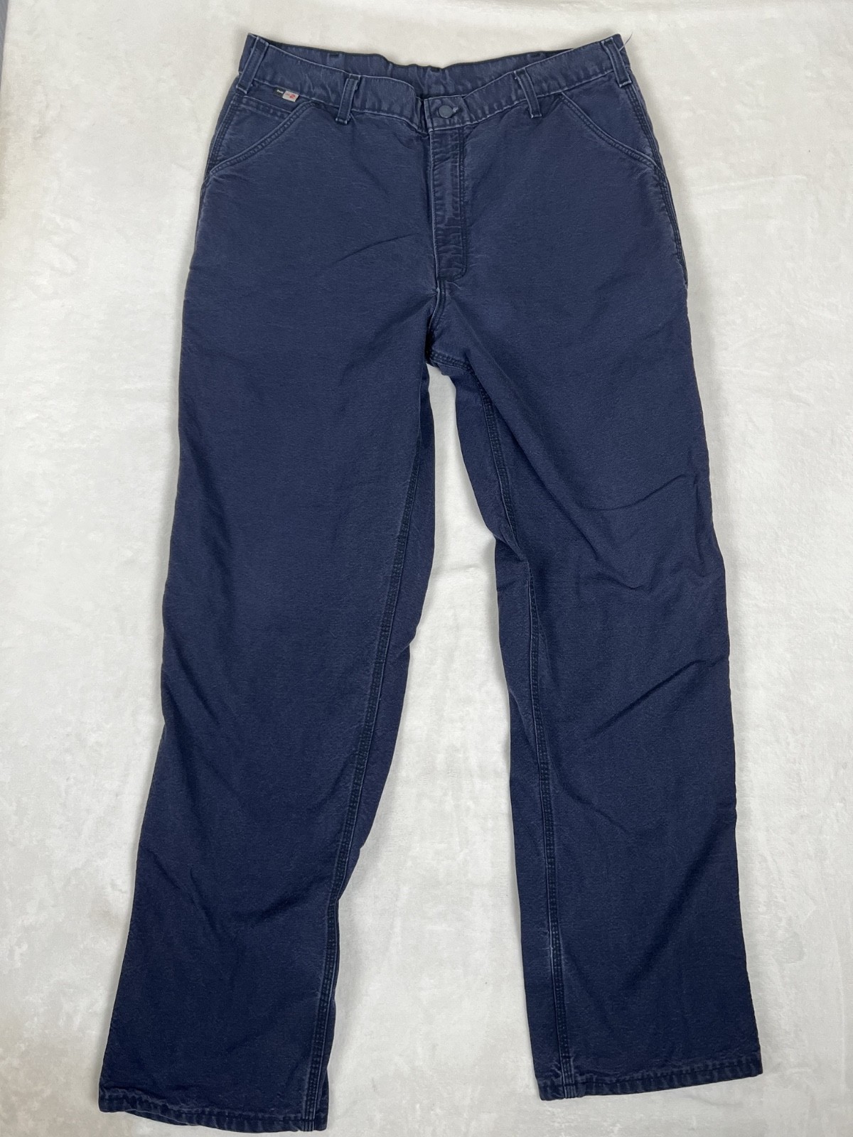 Carhartt Pants Mens 38x36 Blue FR Carpenter Canvas Workwear 2112 Cat 2 thumbnail 2