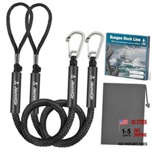 Bungee Dock Lines for Boats 4.3 Feet, 2 Pack Dock Lines 4-5  FEET 2 PACK Black