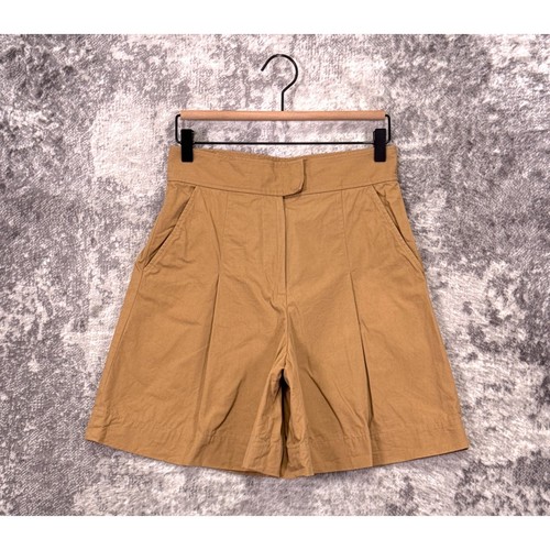 A.P.C., APC Shorts 36 / US 4 Womens High Waist Pleated Khaki Bermuda Parisian Artist