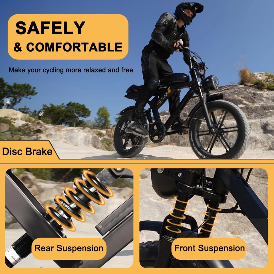 Movcan V30 Electric Bike 1000W 28mph 48V 15.6Ah 20" Fat Tire Ebike for Adults - Image 4 of 4