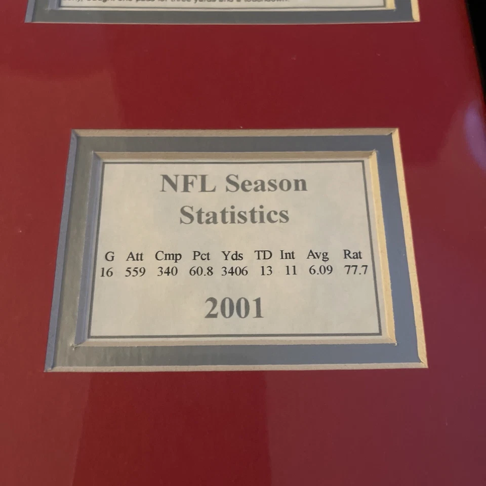 Fotos y estadísticas de Brad Johnson NFL de 11x14 enmarcadas de la colección 2001 Foto 3 de 4