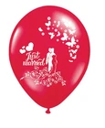 JUST MARRIED 12" PREMIUM HELIUM/AIR WEDDING PARTY BALLOONS RED - 100pcs