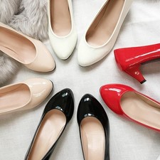 Womens Round Toe Slip On Mary Jane Kitten Heels Office Work Dress Shoes OL Pump