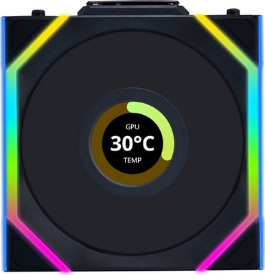 Lian Li UNI FAN SL Wireless LCD Lüfter, ARGB, PWM - Reverse Blade, 120 mm, schwa