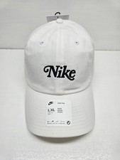 Nike Club Cap White Black Script Golf Hat L/XL FV5555-100 NEW