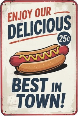 Enjoy Delicious Hotdogs Best Tin Metal Signs Home Décor 8x12