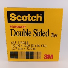Scotch Permanent Double-Sided Tape, 3" Core, 0.5" x 36 yds, Clear, Single Roll