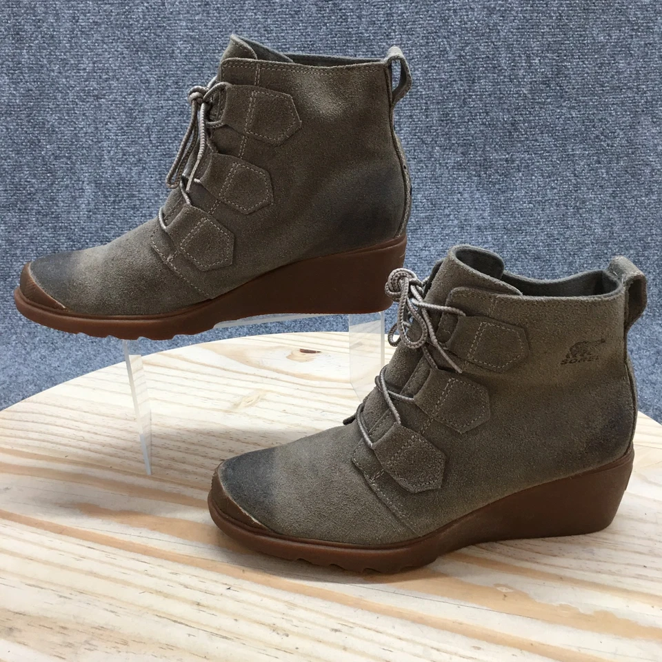 Sorel Botas Mujer 8.5 Toronto Botín Verde Con Cordones Tacones de Cuña NL2115-245 Foto 4 de 4