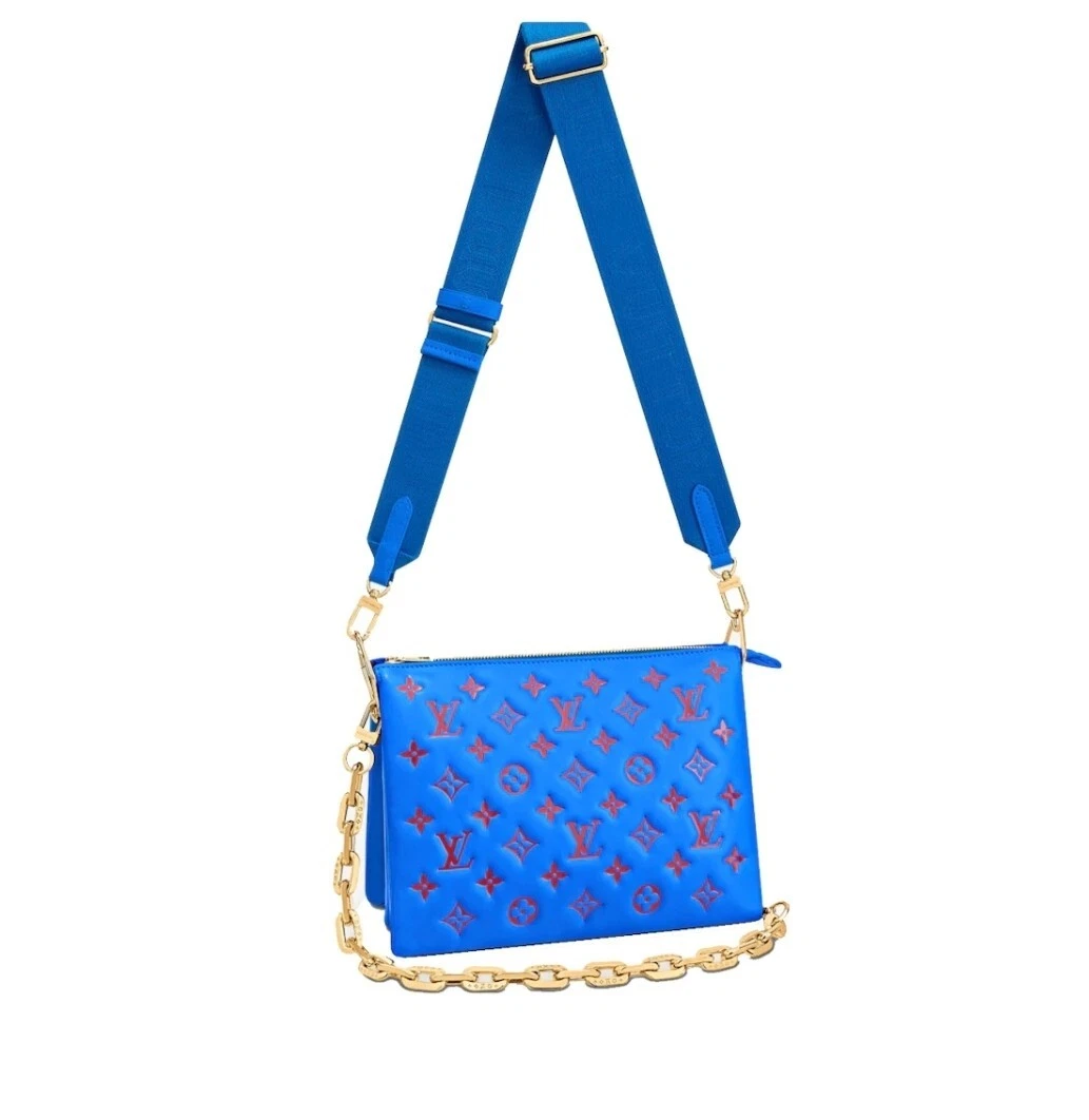 Louis Vuitton Coussin PM Blue Denim Monogram Gold Chain Shoulder Crossbody  Bag