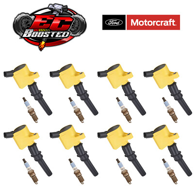 Motorcraft Platinum Fine Wire Spark Plug + Racing Ignition Coil For Ford E-150