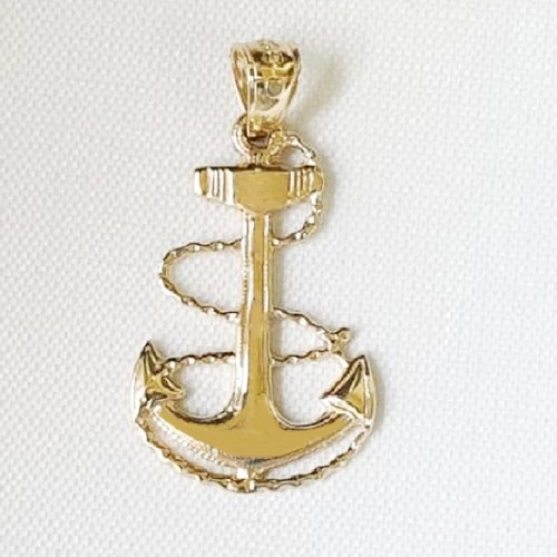 Pendentif En Or Jaune 14K ANCRE / Charme, Fabriqué Aux États-Unis