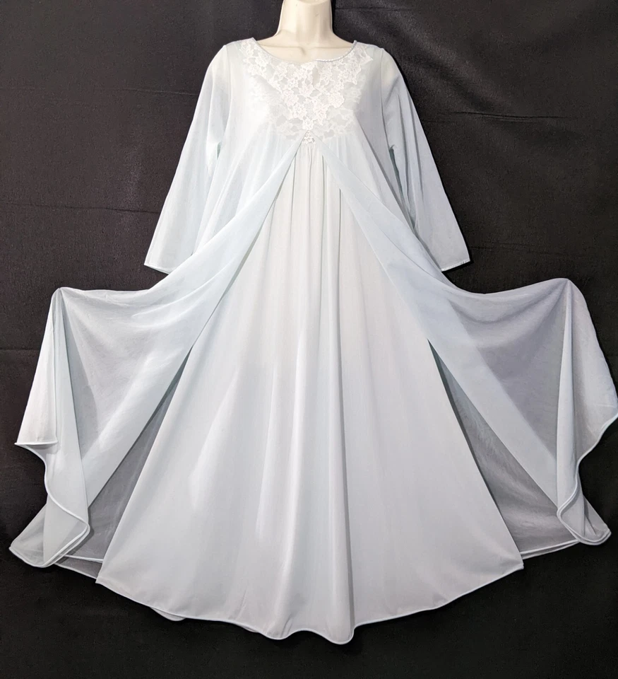 Conjunto de camisola e roupão peignoir vintage década de 1950 4 camadas lingerie 34 - Imagem 4 de 4