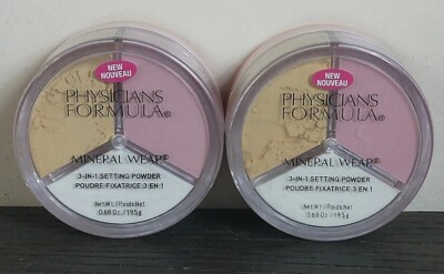 Physicians Formula MINERAL WEAR 3-in-1 SETTING POWDER  Set/Bright/Bake Lot Of 2!