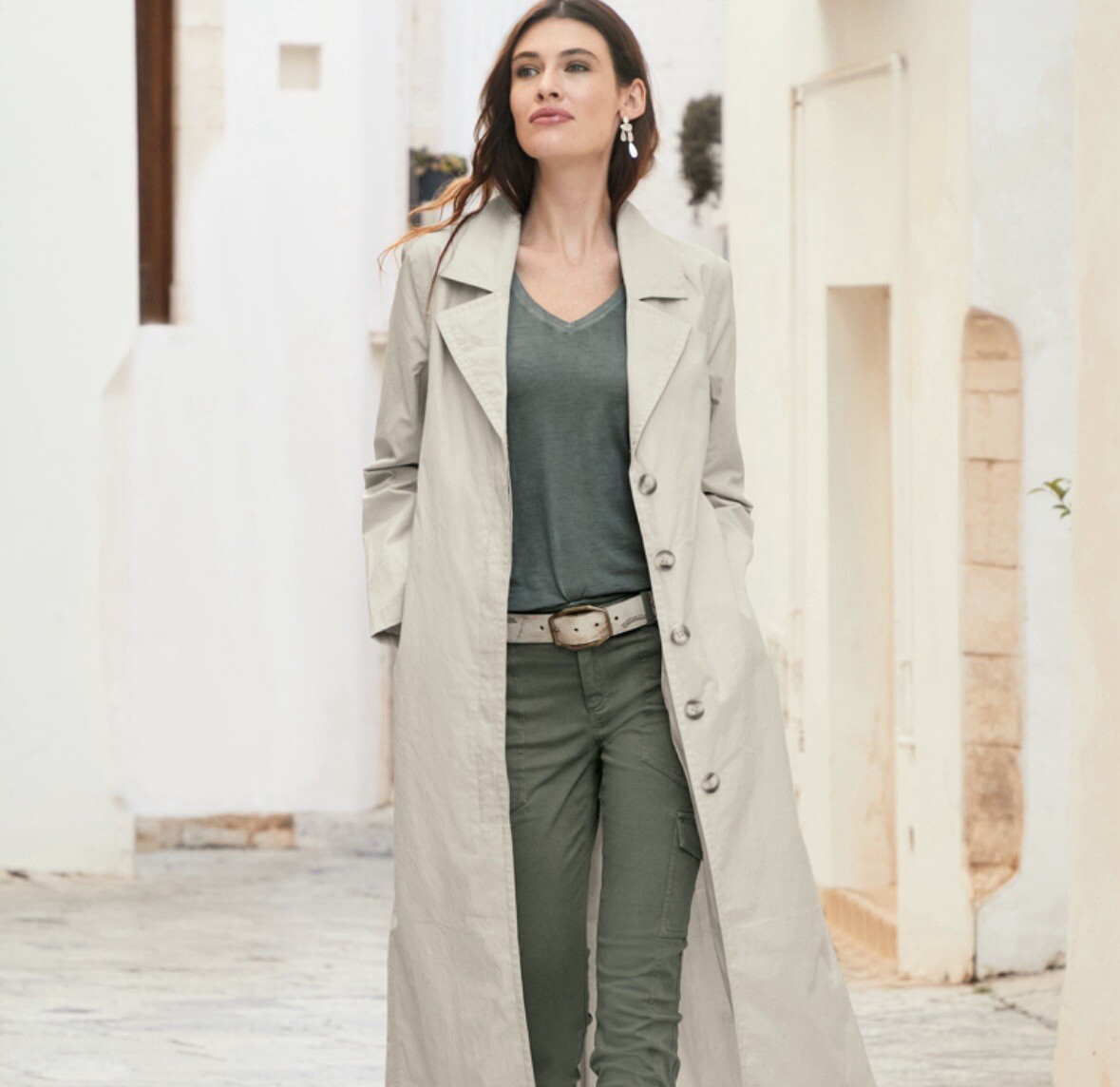 Peruvian Connection Tiergarten Trench Rain Jacket Coat SZ New Cotton Linen