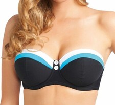Freya Revival Bikini Top Black White Size 34E Strapless Bandeau Halter Neck 3211