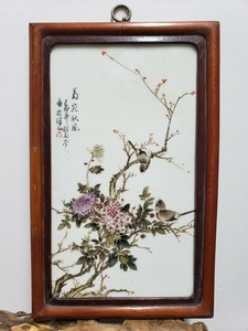 Fine Chinese Porcelain Famille Rose Plaque {Brid&C