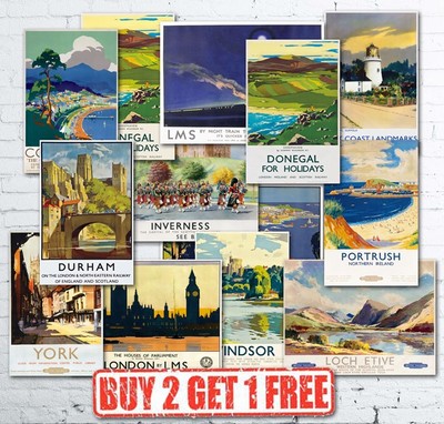 Blechschild Vintage British Travel Poster Railways LNER GWR LMS Zug Poster A4