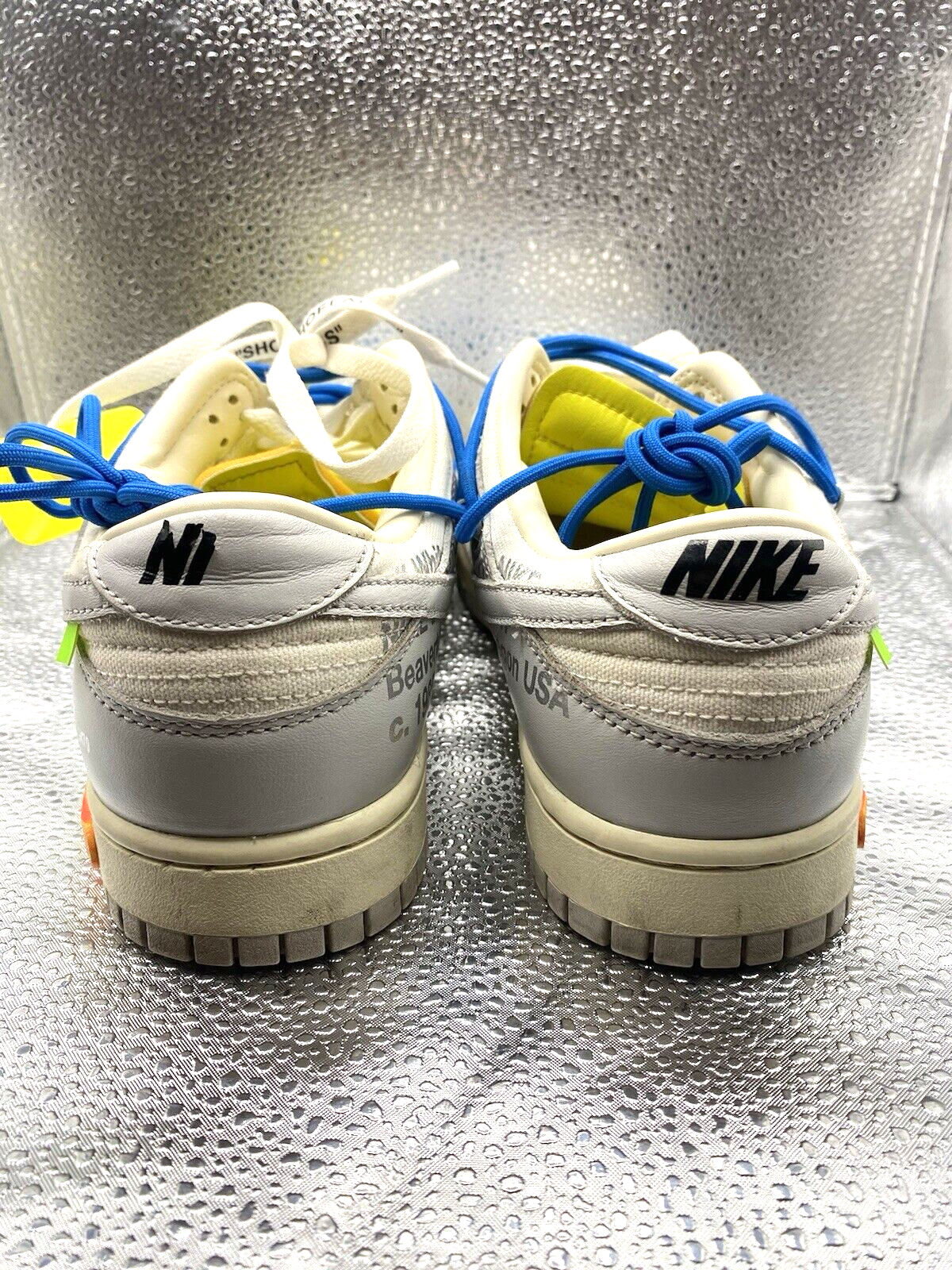 OFF WHITE X NIKE Nike Off White x Dunk Low lotto 10 di 50 pelle bianca grigia DM1602 112 TAGLIA 9.0