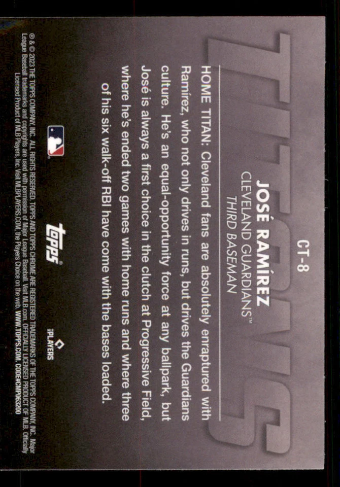 2023 Topps Chrome Titans #CT8 Jose Ramirez - Image 2 of 2